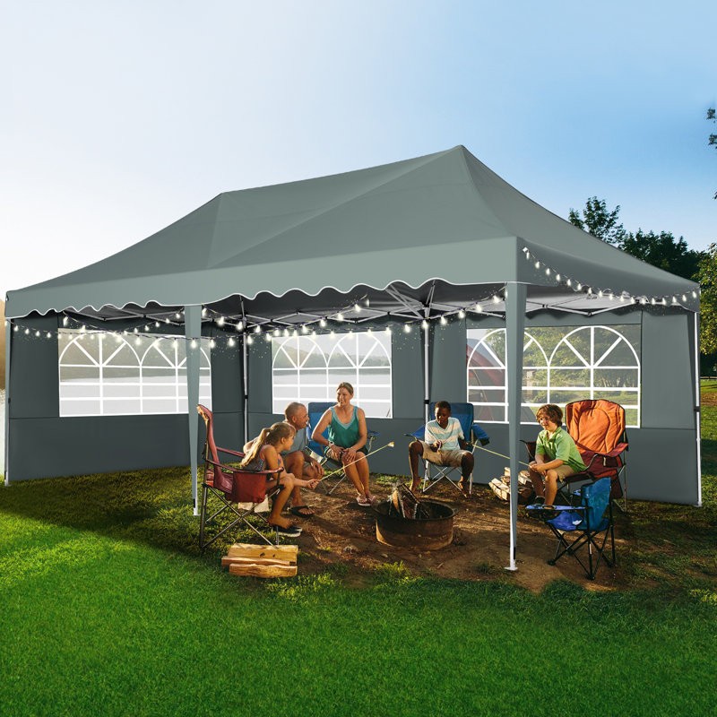 HOTEEL 10X20 FT Pop Up Gazebo with 6 Sides Waterproof Party Tent